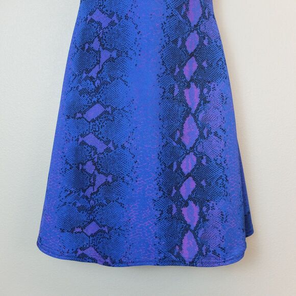Missguided Blue Snake Print Skater Dress Size 2 - Picture 5 of 9